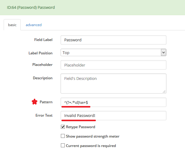 password regex user meta