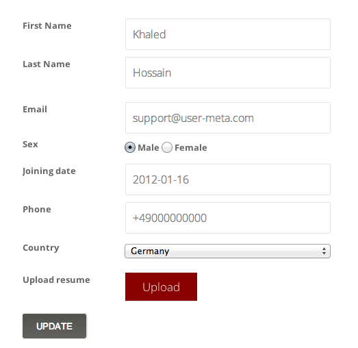 Populate user profile with extra fields
