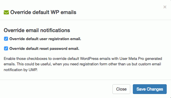override default WP emails options