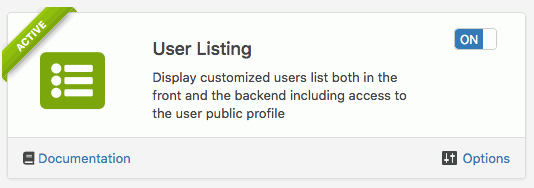 user list addon features