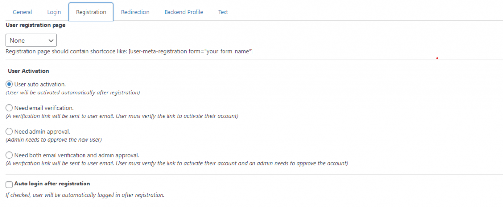 Admin approval or email verification features