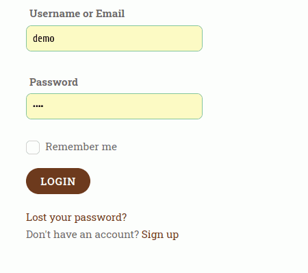Front-end user login features